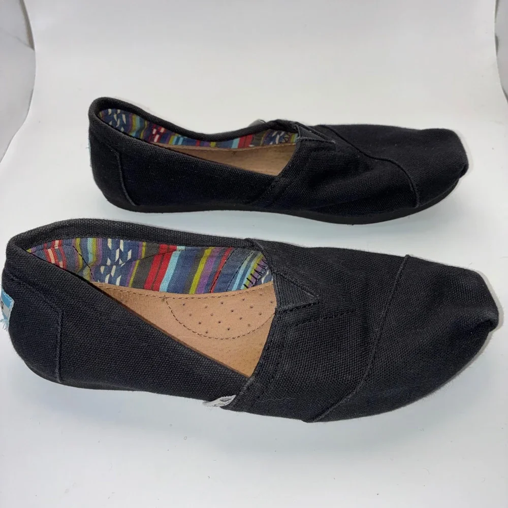 TOMS‎ Classic Alpargata Black Canvas Slip On Shoes Womens Size 6 M